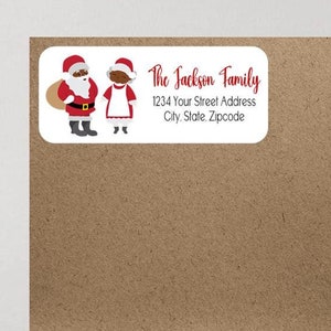 Mr. & Mrs. Claus Christmas African American Santa Black Brown Holiday Return Address Labels Personalized Custom  ~ We Print and Mail to You