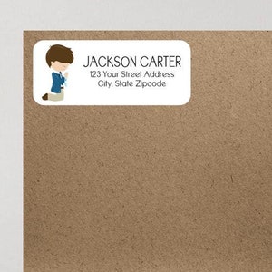 First Communion Boy Party Return Address Labels Personalized Custom ~ We Print and Mail to You