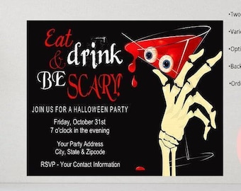 Halloween Invitation - Halloween Cocktail Party Invitations - Halloween Birthday Party Invitation - Personalized Halloween Party Invitations