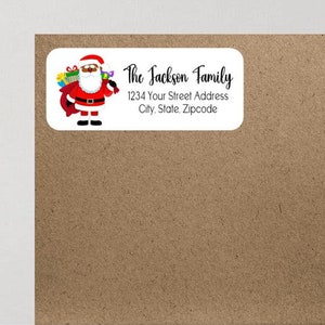 Christmas African American Santa Black Brown Holiday Return Address Labels Personalized Custom  ~ We Print and Mail to You