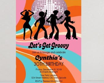 Disco Invitation - Disco Ball Birthday Party - Disco Birthday Invitations - Disco Party Invitation - Disco, 70's Party Retro Invitations