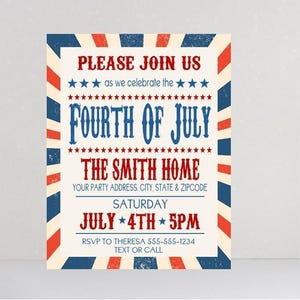 Patriotic Invitations - July 4th Party Invitation - Fourth of July Invitations - America 250th Celebration - Memorial Day Party Invitations image 1