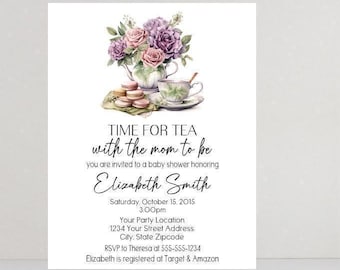 Tea Party Invitation - Bridal Shower Tea Party Invitations - Baby Shower Tea Party Invitation - Personalized Tea Party Birthday Invitations