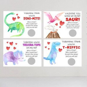 Dinosaur Valentine Cards - Dinosaur Valentine&#39;s Day Cards - Dinosaurs Classroom Valentines - Dinosaurs Kids School Valentine Scratch Off