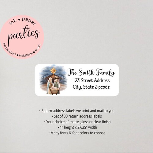 Christmas Holiday Christian Nativity Religious Return Address ...