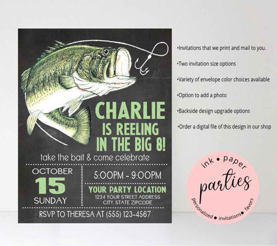 Fishing Invitation - Fish, Fishing Birthday Party Invitations - Fishing ...