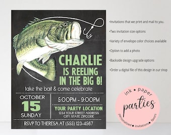 Fishing Invitation - Fish, Fishing Birthday Party Invitations - Fishing Baby Shower, Retirement Party Invitation - Personalized Fish Invites