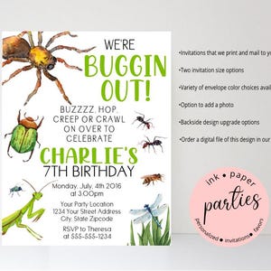 Bugs Birthday Party Invitation - Bugs, Insects Birthday Party Invitations - Personalized Insect Invitation - Bug Birthday Party