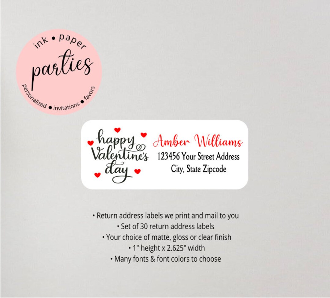 Happy Valentine's Day Love Heart Valentine Return Address Labels ...