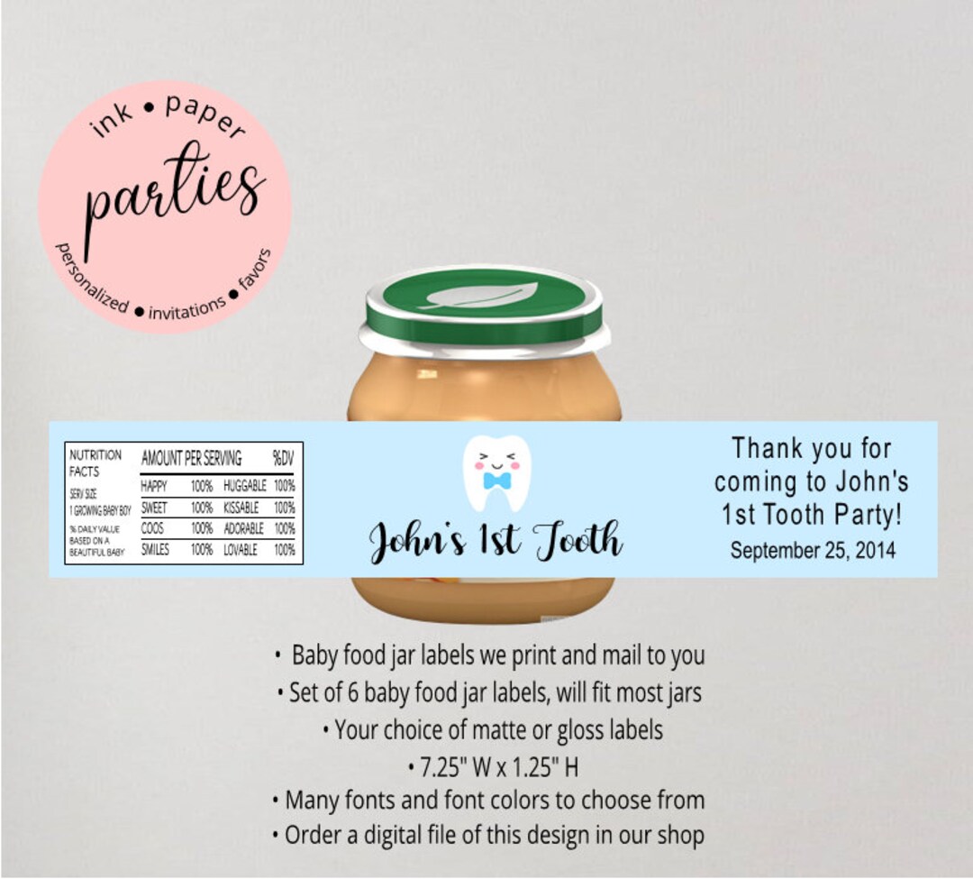 Baby's First Tooth Fairy Birthday Baby Food Jar Labels - Etsy