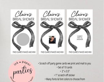 Ribbon Bow - Bride To Be - Bridal Shower, Bachelorette, Wedding Favors - Party Game -Birthday, Baby Shower, Scratch Off Tickets Cards