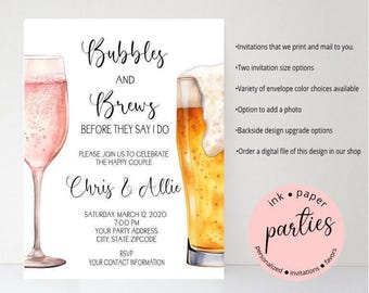 Bubbles & Brew Invitation - Couples Shower, Bridal, Wedding Shower - Beer, Champagne - Shower Party Invitations - Beer, Wine Invitation