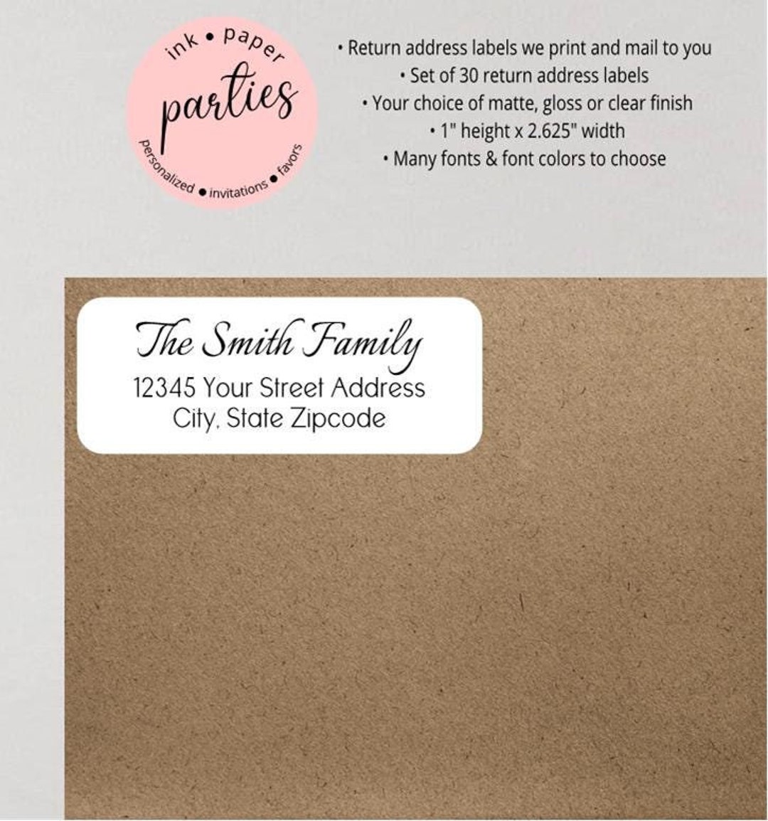 Classic, Simple - Return Address Labels Personalized ~ We Print and ...