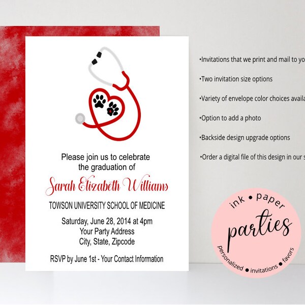 Veterinary Graduation Invitations Etsy