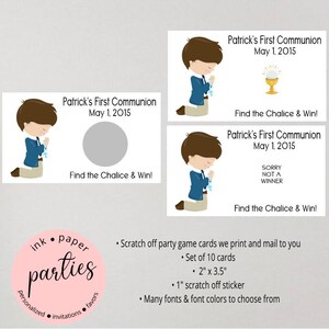 First Communion Scratch Off Cards - 1st Communion Scratch Off Card - First Holy Communion Scratch Off Favor - Personalized Favors Game