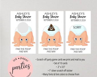 Tarjetas rasca y gana de pañales de bebé - Oh Baby - Juego para fiesta de baby shower - Tarjetas rasca y gana - Recuerdos personalizados con tarjetas rasca y gana