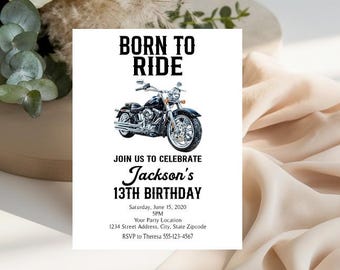 Motorcycle Invitations - Motorcycle Bike Birthday Party Invitation - Motorcycle Retirement, Wedding, Baby Shower, Bridal Party Invitation