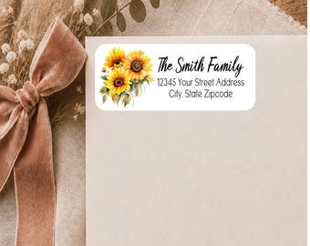 Girasoles - Flores - Floral - Etiquetas de dirección de remitente personalizadas - ¡Las imprimimos y te las enviamos por correo!