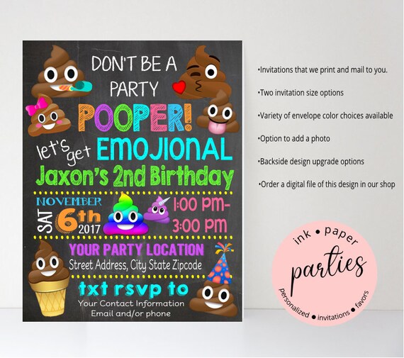 Emojicons Emoji Emojis Poop Birthday Party Chalkboard - Etsy