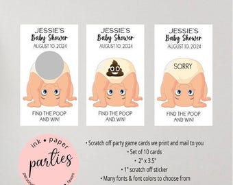 Baby Diaper Poop Scratch Off Cards - Baby Shower Party Game - Scratch Off Tickets - Baby Scratch Off Card - Baby Scratch Off Ticket Favors
