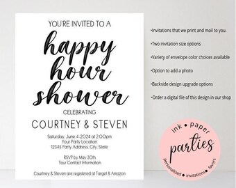 Happy Hour Shower Invitation - Cocktails Couples Shower, Bridal Shower, Baby Shower, Party Invitations - Personalized Cocktail Invitations