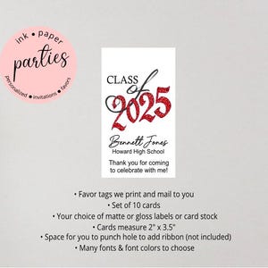 Graduation Favor Tag - Graduation Gift Tag, Graduation Party Favors - Graduate Party Favor - Thank You Tags - Graduation Thank You Tag