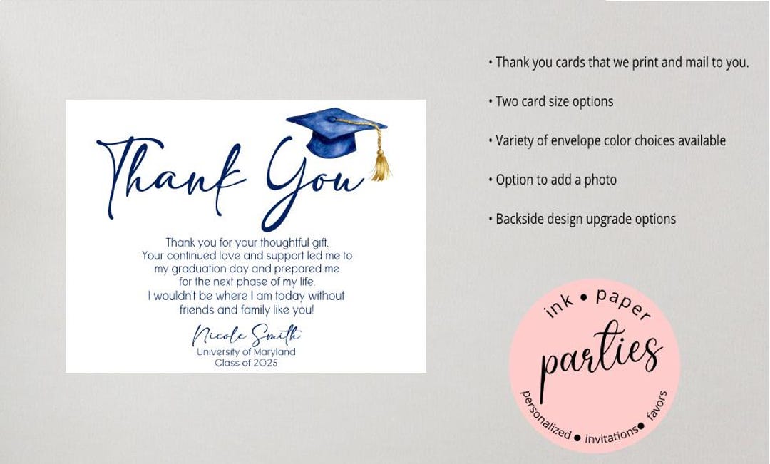 Graduation Thank You Cards - Graduate Thank You Note Card - Photo Thank ...