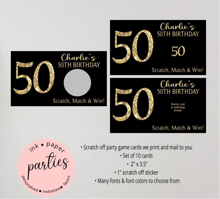 Birthday, Retirement, Anniversary - ANY AGE - Party Scratch Off Tickets Cards Favor Favors Game - We Print and Mail to you!