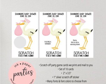 Stork Scratch Off Cards - Baby Shower Party Game - Scratch Off Tickets - Baby Shower Scratch Off Card - Shower Scratch Off Ticket Favors