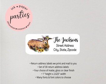 Goat Farm Rustic Return Address Labels Personalized Custom