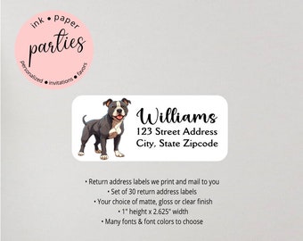 Pitbull Bully Dog Puppy Animals Pets Pet Return Address Labels Personalized Custom ~ We Print and Mail to You