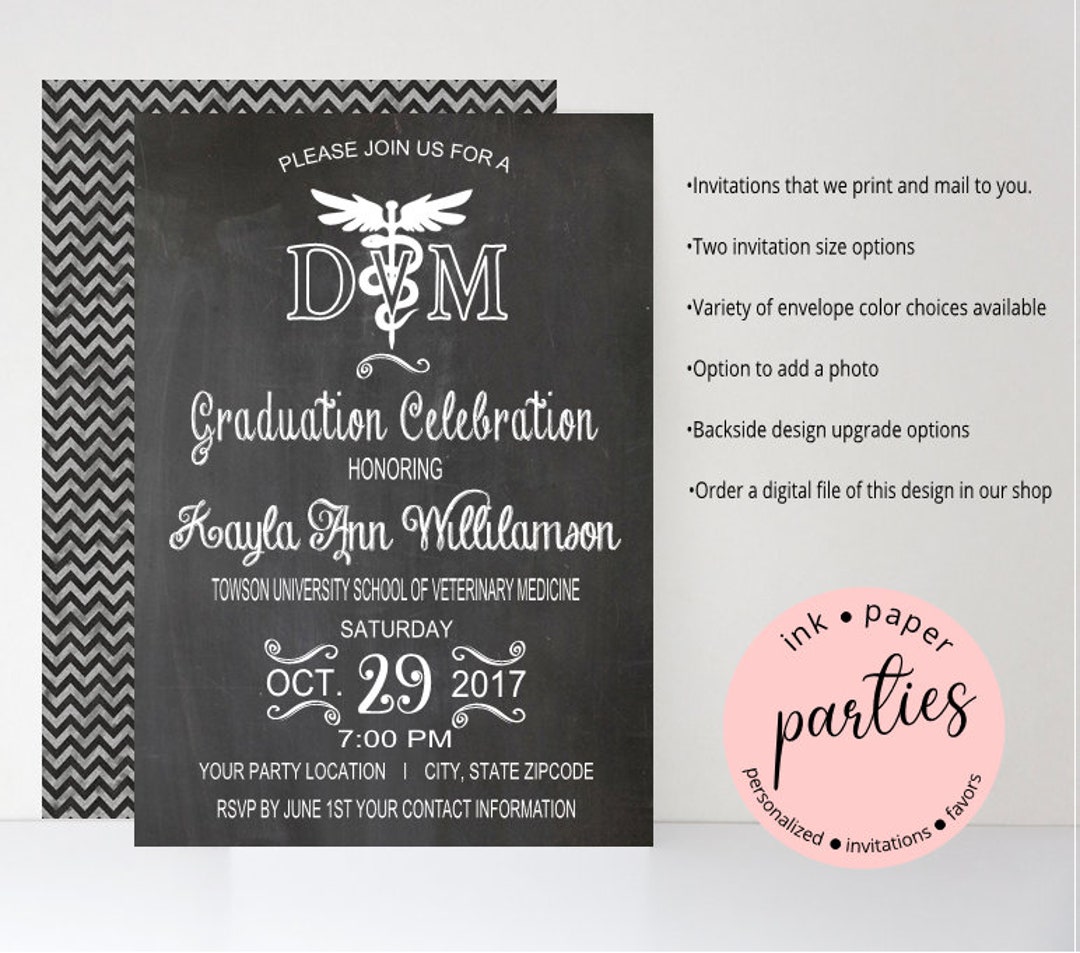 Veterinary School Graduation Invitation Veterinarian Party Invitations