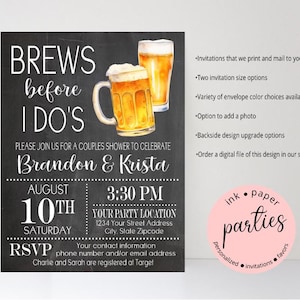 Brews Before I Do&#39;s Invitation - Bridal Shower, Couples Shower, Co-Ed, Engagement, Wedding Party Invitations - Personalized Beer Mug Invites