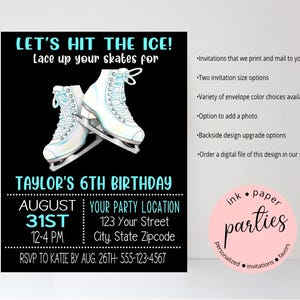Ice Skates, Figures Skating, Ice Skate Invitation - Birthday Party Invitations - Personalized Figure Staking Invites