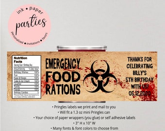 Zombie Potato Chips Can Labels or Paper Wrappers Favors Personalized Custom Design ~ We Print and Mail to You