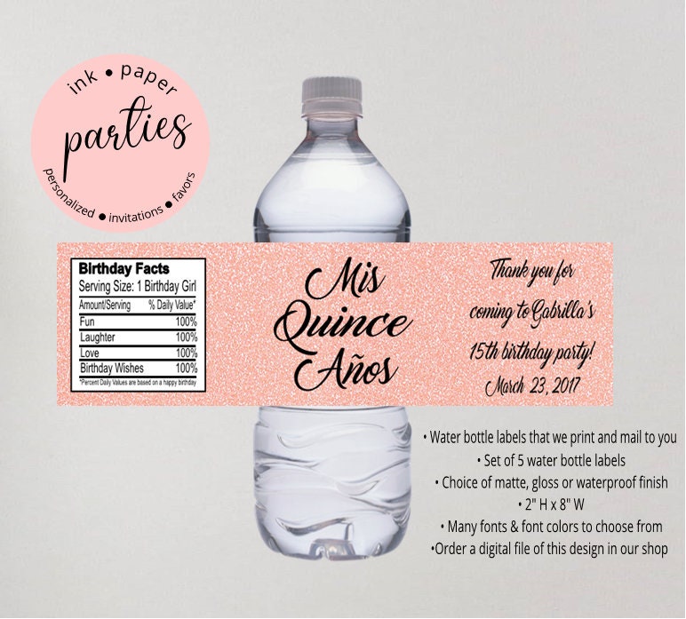 Quinceañera Mis Quince Anos Birthday Party Favors Favor Water Etsy