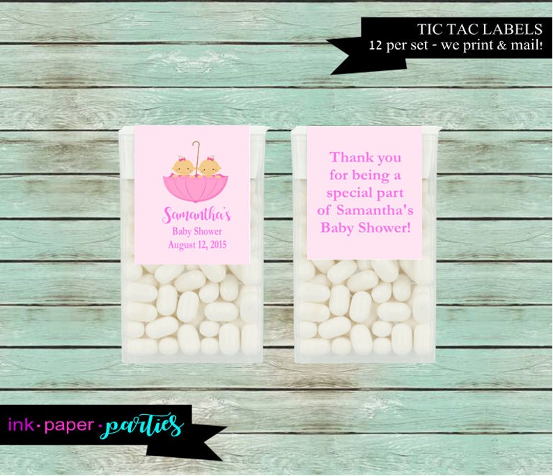 Baby Girl Umbrella Twins Baby Shower Party Candy Mints Mint Etsy