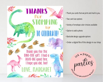 Dinosaur T-Rex Birthday Party Thank You Note Cards Personalized Custom ~ We Print and Mail to You