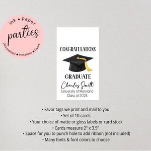 Graduation Favor Tag - Graduation Gift Tag, Graduation Party Favors - Graduate Party Favor - Thank You Tags - Graduation Thank You Tag