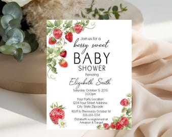 Berry Sweet Baby Shower Invitations - Strawberries Baby Shower Invitations - Strawberry Baby Shower Invitations - Strawberry Party Invites