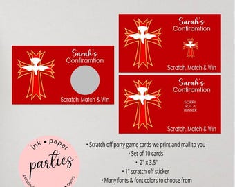 Cross Scratch Off Cards - Baptism, Communion, Confirmation Scratch Off Card - Confirmation Scratch Off Favor - Party Favors Game