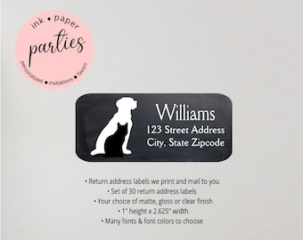 Dog Puppy Cat Kitten Silhouette Animals Pets Pet Chalkboard Background Return Address Labels Personalized Custom ~ We Print and Mail to You