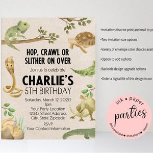 Reptile Invitations - Amphibian Invitations - Snake, Lizard, Alligator Birthday Party Invitations - Reptiles, Amphibians Party Invitations