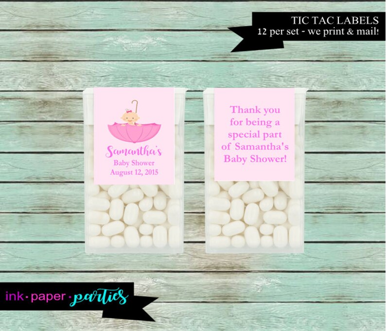 Baby Girl Umbrella Baby Shower Party Candy Mints Mint Labels Etsy