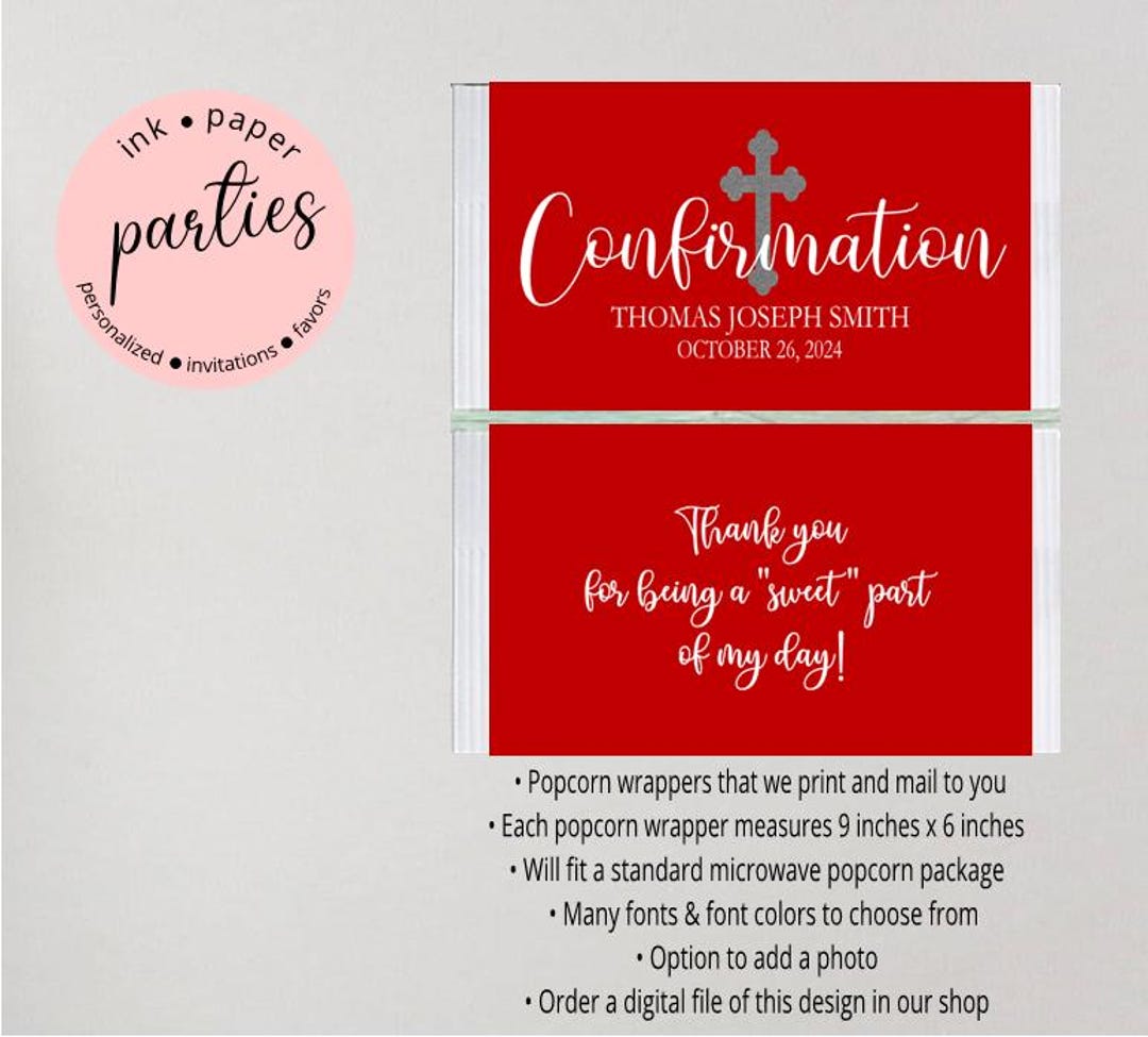 Confirmation Christian, Religious, Cross, Dove Popcorn Wrappers Party ...