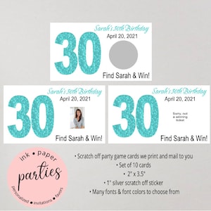 Birthday, Retirement, Anniversary ~ANY AGE ~ Party Scratch Off Tickets Cards Favor Favors Game - We Print and Mail to you!