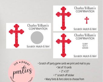 Cross Scratch Off Cards - Baptism, Communion, Confirmation Scratch Off Card - Confirmation Scratch Off Favor - Party Favors Game