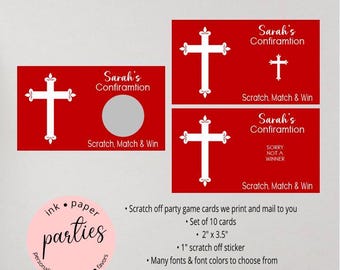 Cross Scratch Off Cards - Baptism, Communion, Confirmation Scratch Off Card - Confirmation Scratch Off Favor - Party Favors Game