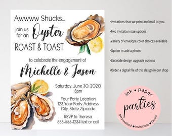 Oyster Roast Invitation - Birthday, Engagement, Wedding Shower, Anniversary Invitations - Personalized Oyster Roast, Seafood Feast Invites
