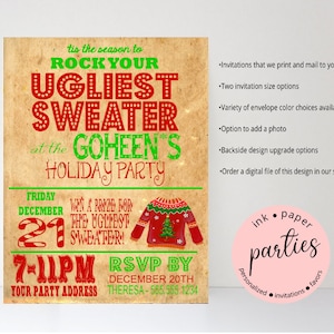 Holiday Ugly Sweater Invitation - Christmas Party Invitations - Ugly Sweater Party Personalized Custom - Personalized Ugly Sweaters Party